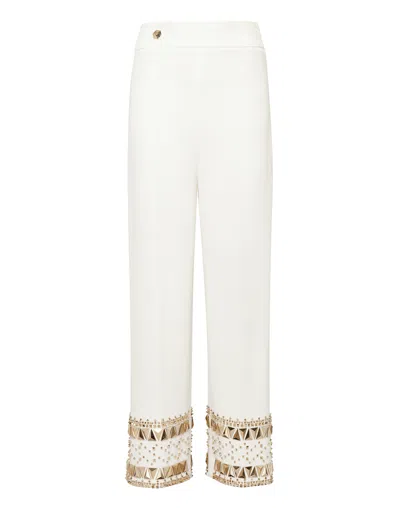 Philipp Plein Cady High Waist Trouser Studs In White