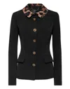 Philipp Plein Leopard Collar Cady Jacket In Black