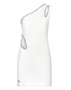 Philipp Plein One-shoulder Mini Dress In White Cady In White