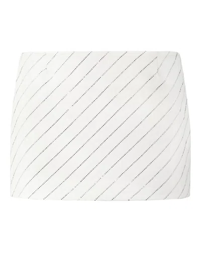 Philipp Plein Cady Mini Skirt Crystal Pinstripe In White
