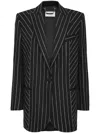 Philipp Plein Cady Pinstripe-crystal Single-breasted Blazer In Black