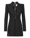 Philipp Plein Cady Pinstripe-pattern Minidress In Black