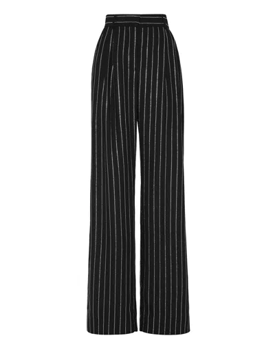 Philipp Plein Striped Tailored Trousers In Black