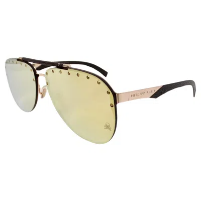 Pre-owned Philipp Plein Calypso Studded Mirrored Aviator Sunglasses In Sand