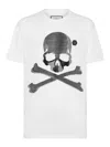 Philipp Plein Crew Neck Skull And Crossbones T-shirt In White