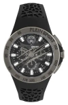 Philipp Plein Sport Camo Dial Three-hand Quartz Silicone Strap Watch, 43mm In Black