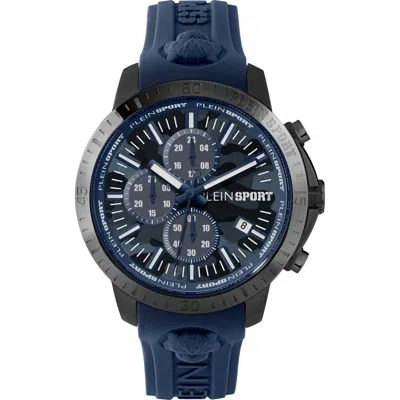 Philipp Plein Sport Camo Dial Three-hand Quartz Silicone Strap Watch, 43mm In Black/blue