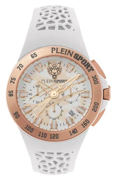 Philipp Plein Sport Camo Dial Three-hand Quartz Silicone Strap Watch, 43mm In Rosegold