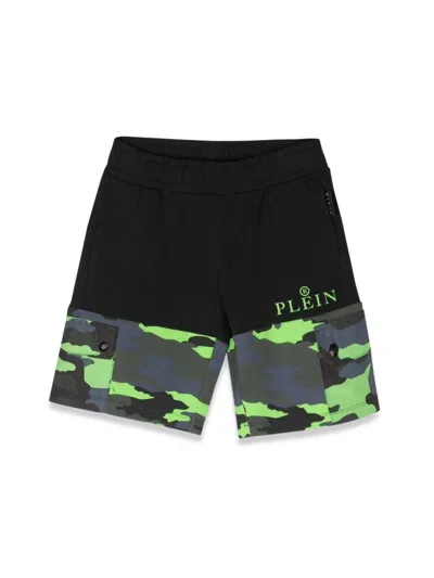 Philipp Plein Camo Mini Bermuda Shorts For Boys In Blue
