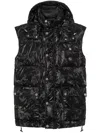 Philipp Plein Camouflage-print Hooded Puffer Gilet In Black