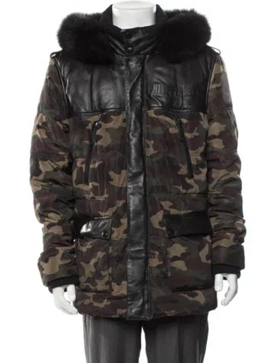 Pre-owned Philipp Plein Camouflage Print Parka In Green
