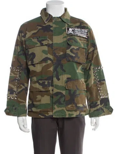 Pre-owned Philipp Plein Camouflage Print Utility Jacket W/ Tags In Green