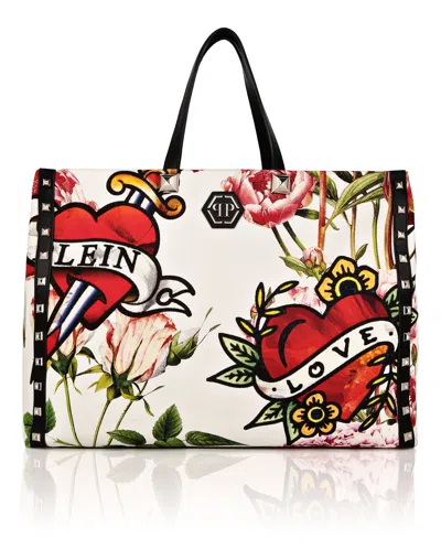 Philipp Plein Canvas Tote Bag Love In Multi