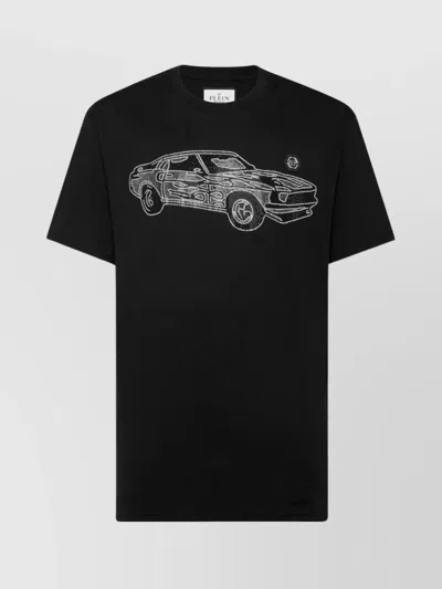 PHILIPP PLEIN CAR CREW NECK GRAPHIC PRINT SHORT SLEEVES