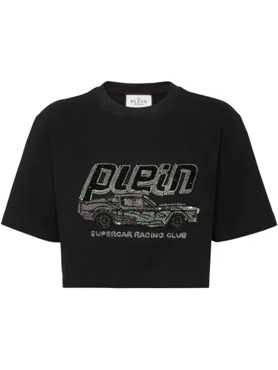 Philipp Plein Car Cropped T-shirt In Schwarz