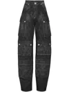 Philipp Plein Denim Oversize Cargo Trousers In Black