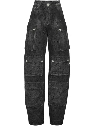 PHILIPP PLEIN CARGO MONOGRAM STRASS JEANS