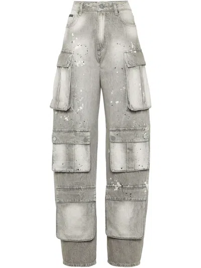 Philipp Plein Cargo-pocket Jeans In Grau