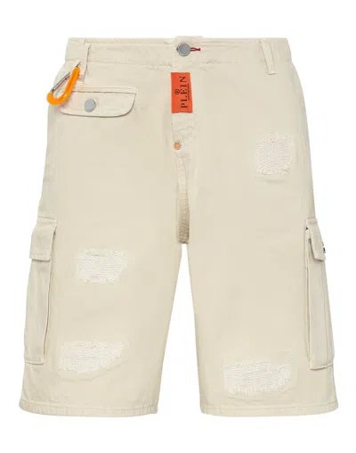 Philipp Plein Cargo Shorts In Beige