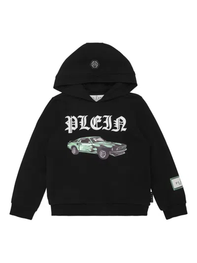 Philipp Plein Kids' Cars Racing Hoodie In Black