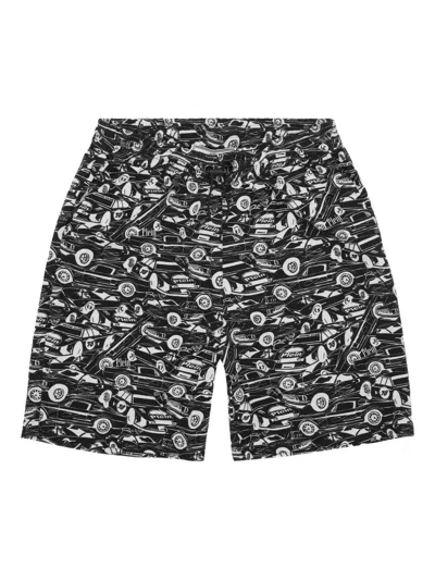 Philipp Plein Kids' Cars Racing Shorts In Black