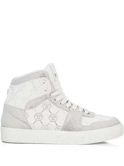 Philipp Plein Carson Monogram Sneakers In White