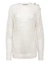 Philipp Plein Pointelle-knit Crystal-embellished Jumper In White