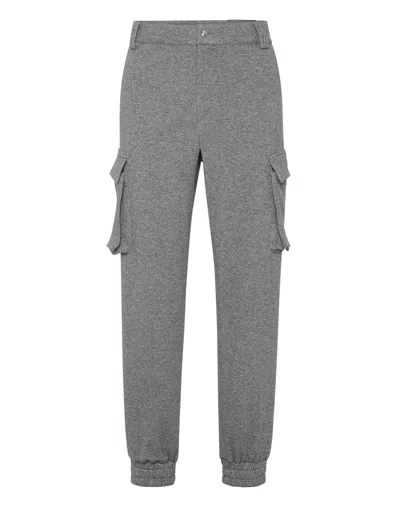 Philipp Plein Cashmere Long Trousers Cargo Fit In Gray