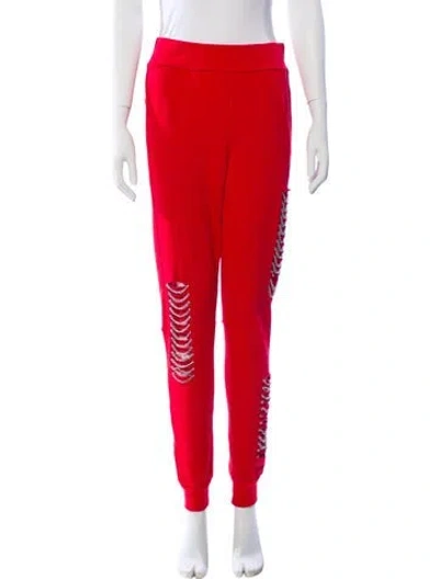 Pre-owned Philipp Plein Chain-link Accents Sweatpants In Red