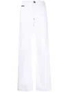 Shop Philipp Plein Charm-detail Wide Leg Trousers In White