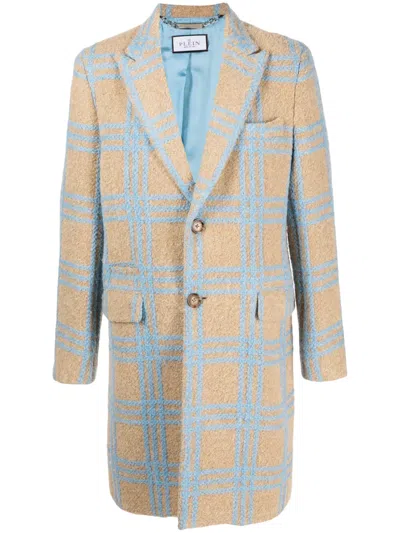 Philipp Plein Checked Single-breasted Coat In Neutrals