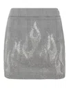Philipp Plein Checkered Mini Skirt Strass Flame
