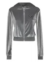 Philipp Plein Chenille Hoodie Sweatjacket Strass Skull In Gray