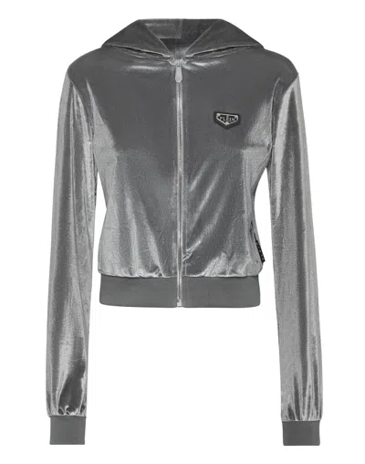 PHILIPP PLEIN CHENILLE HOODIE SWEATJACKET STRASS SKULL