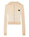 Philipp Plein Chenille Hoodie Sweatjacket Strass Skull In Neutral