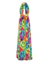 PHILIPP PLEIN CHIFFON LONG DRESS SMILE