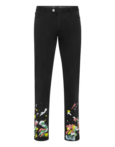 Philipp Plein Chinos Trousers Dripping In Black