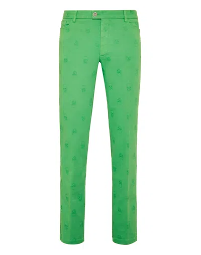 Philipp Plein Chinos Trousers Skull In Green