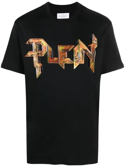 Philipp Plein Chrome Gem-embellished T-shirt In Black