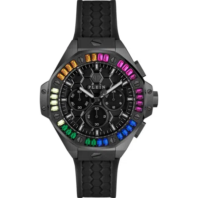 Philipp Plein Chrono Royal Crystal Silicone Strap Watch, 42mm In Black
