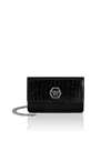 Philipp Plein Clutch Croco Print Hexagon In Black