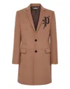Philipp Plein Coat Long "gothic P" Gothic Plein In Beige