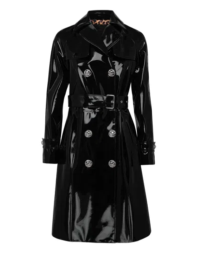 Philipp Plein Coat Long Killer Latex In Black
