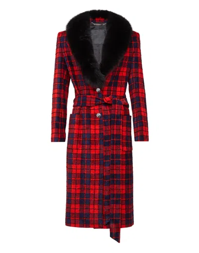 Philipp Plein Coat Long Space Plein In Red