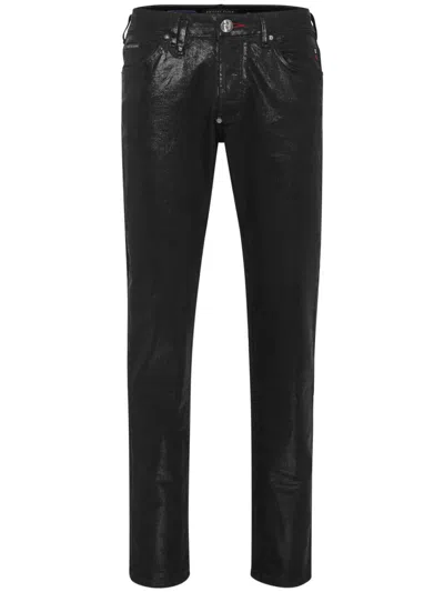 PHILIPP PLEIN COATED-FINISH STRAIGHT-LEG JEANS