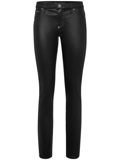 Philipp Plein Coated Jeans In Black