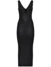 Philipp Plein Coated Ribbed-knit Midi Dress In Black