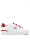 Philipp Plein Cocco Hexagon Low-top Leather Sneakers In Red