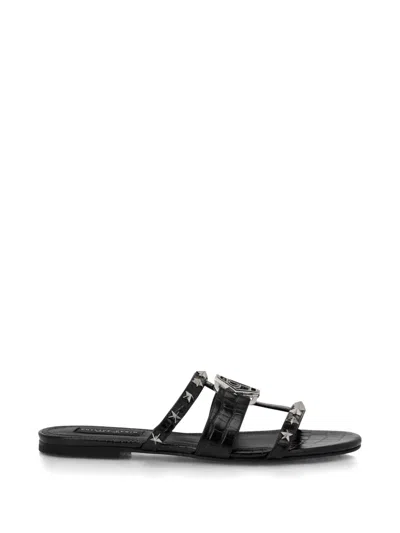 Philipp Plein Cocco Stars Sandals In Black