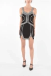 Philipp Plein Cold Shoulder Mini Dress With Jewel Applications